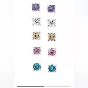Giani Bernini Sterling Silver Earring Set Multicolor CZ three Stud Earring